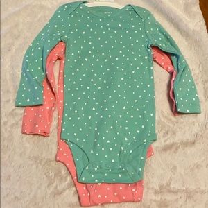 Carters Heart Long-sleeve Onesies - set for 2